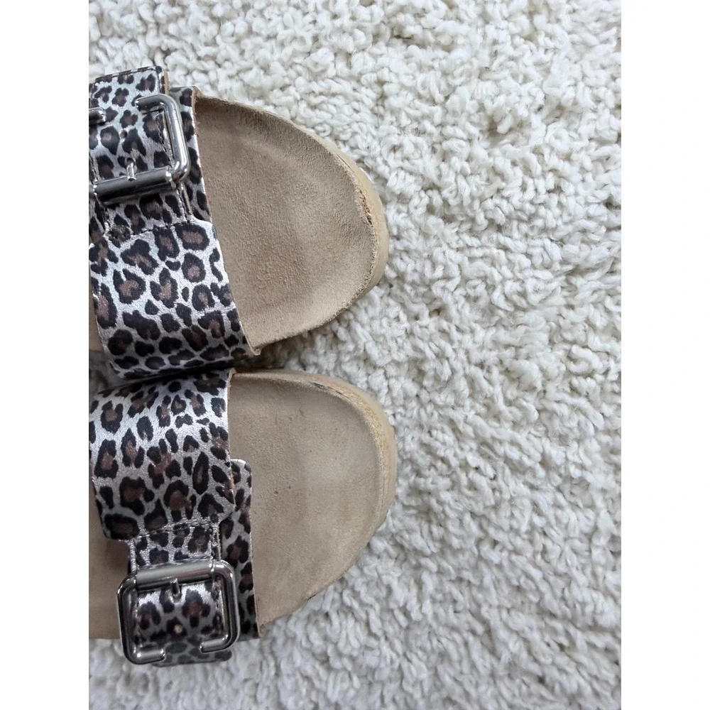 Mephisto Wedge Sandals Women 39 Brown Leopard Print Good Leather Cork Air-Relax
